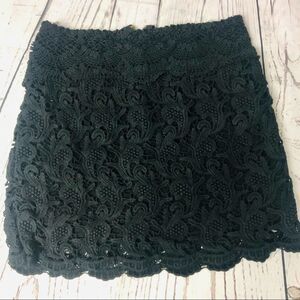 Urban Outfitters Pins & Needles Cotton Crochet Lace Mini Skirt Black XS